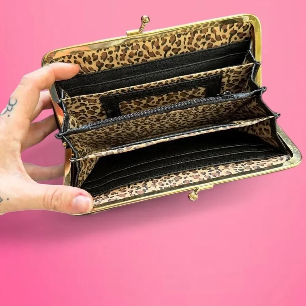 vintage 90s y2k Guang Tong faux fur leopard wallet RARE